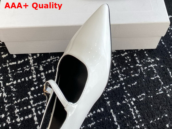 Celine Judy Flat Slingback in White Patent Calfskin Replica