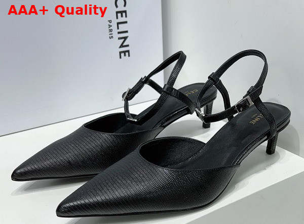 Celine Kitten Triomphe in Black Lizard Effect Calfskin Replica