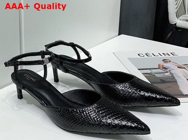 Celine Kitten with Strap Triomphe in Laminated Ayers Black Replica