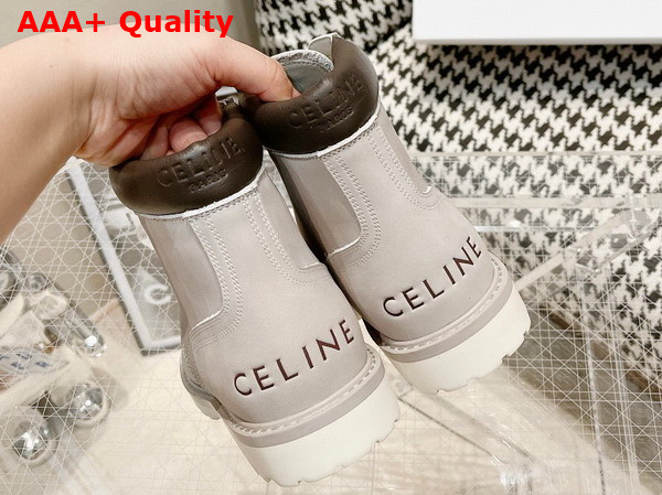 Celine Kurt High Lace Up Boot in Nubuck Calfskin and Calfskin Light Grey Replica