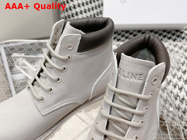 Celine Kurt High Lace Up Boot in Nubuck Calfskin and Calfskin Light Grey Replica