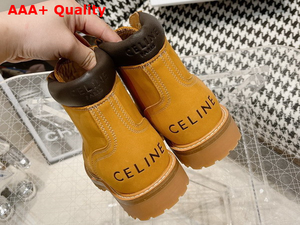 Celine Kurt High Lace Up Boot in Nubuck Calfskin and Calfskin Light Tan Replica