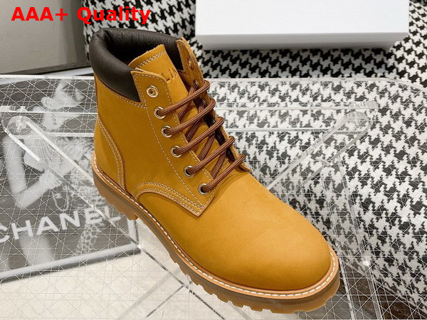 Celine Kurt High Lace Up Boot in Nubuck Calfskin and Calfskin Light Tan Replica