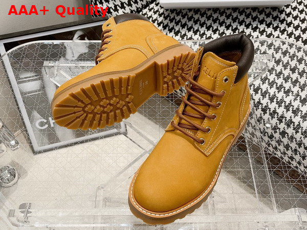 Celine Kurt High Lace Up Boot in Nubuck Calfskin and Calfskin Light Tan Replica