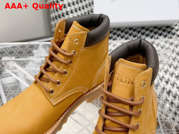 Celine Kurt High Lace Up Boot in Nubuck Calfskin and Calfskin Light Tan Replica