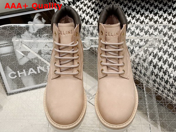 Celine Kurt High Lace Up Boot in Nubuck Calfskin and Calfskin Sand Color Replica