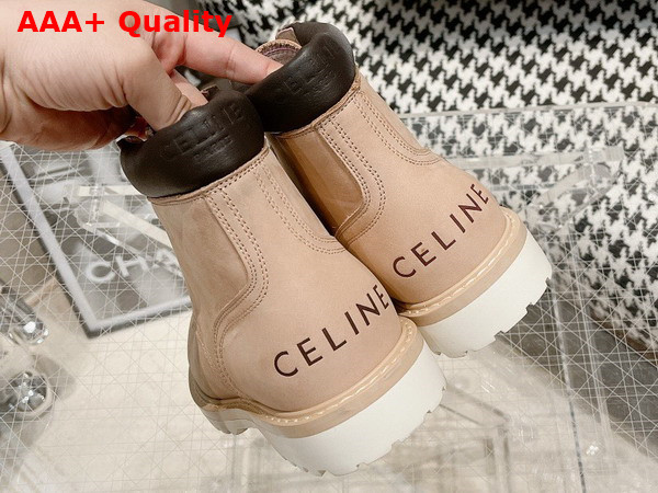 Celine Kurt High Lace Up Boot in Nubuck Calfskin and Calfskin Sand Color Replica