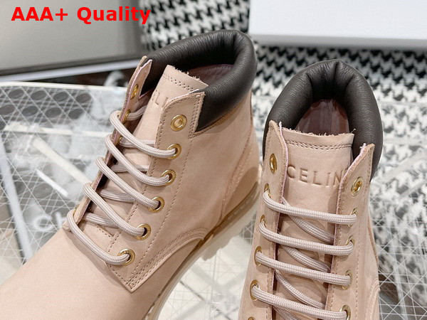 Celine Kurt High Lace Up Boot in Nubuck Calfskin and Calfskin Sand Color Replica