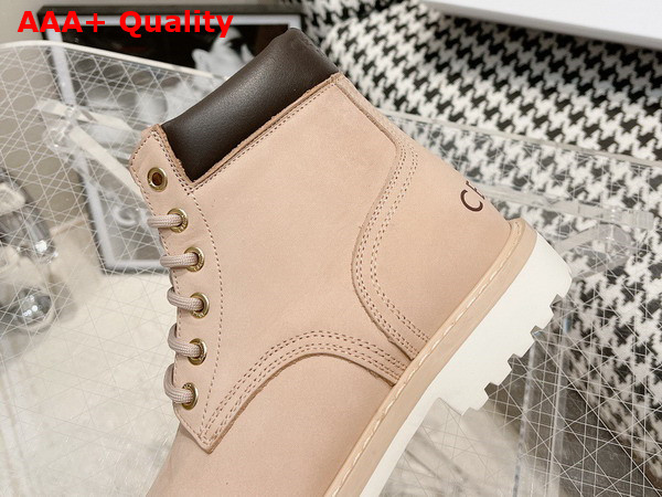 Celine Kurt High Lace Up Boot in Nubuck Calfskin and Calfskin Sand Color Replica