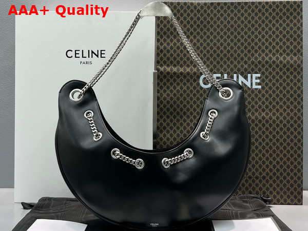 Celine Large Ava Chain in Smooth Calfskin Black Replica