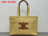 Celine Large Cabas Thais in Textile and Calfskin Natural Tan Replica