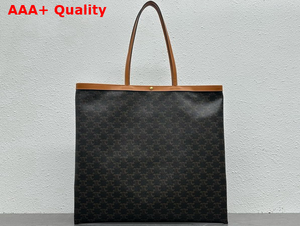Celine Large Flat Shopper in Triomphe Canvas Miel Replica