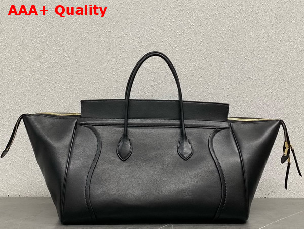 Celine Large Smiling New Luggage in Black Supple Shiny Lambskin Replica