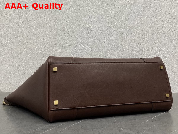 Celine Large Smiling New Luggage in Deep Brown Supple Shiny Lambskin Replica