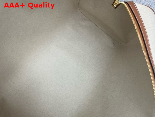Celine Large Travel Bag in Textile and Calfskin Natural and Tan Replica