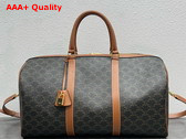 Celine Large Travel Bag in Triomphe Canvas and Calfskin Tan Replica