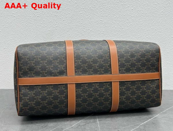 Celine Large Travel Bag in Triomphe Canvas and Calfskin Tan Replica