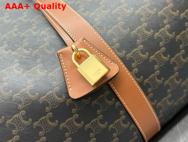 Celine Large Travel Bag in Triomphe Canvas and Calfskin Tan Replica