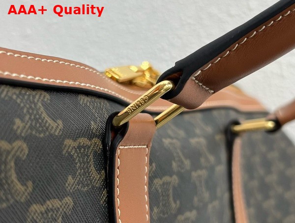 Celine Large Travel Bag in Triomphe Canvas and Calfskin Tan Replica