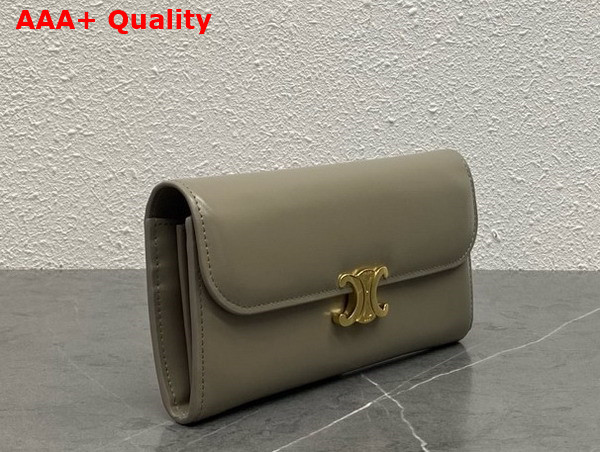 Celine Large Wallet Triomphe in Shiny Calfskin Dark Olive Replica