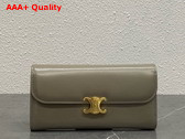 Celine Large Wallet Triomphe in Shiny Calfskin Dark Olive Replica