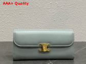 Celine Large Wallet Triomphe in Shiny Calfskin Light Blue Replica