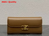 Celine Large Wallet Triomphe in Shiny Calfskin Tan Replica