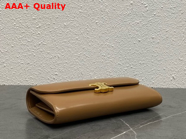 Celine Large Wallet Triomphe in Shiny Calfskin Tan Replica