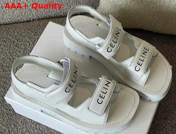 Celine Leo Sandal with Velcro in Calfskin Optic White Replica