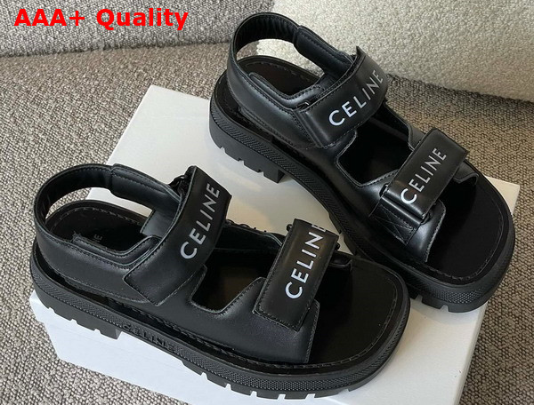 Celine Leo Scratch Sandal in Black Calfskin Replica