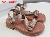 Celine Leo Strappy Sandal in Wool with Celine Jacquard Light Beige and White Replica