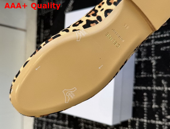 Celine Les Ballerines Celine Double Strap Ballerina in Leopard Printed Hairy Calfskin Brown and Beige Replica