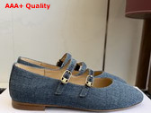 Celine Les Ballerines Celine Double Strap in Denim Blue Replica