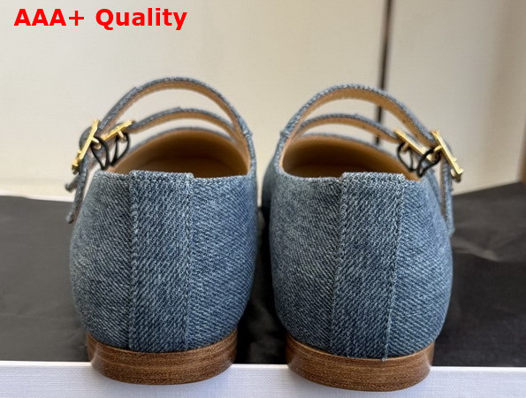 Celine Les Ballerines Celine Double Strap in Denim Blue Replica
