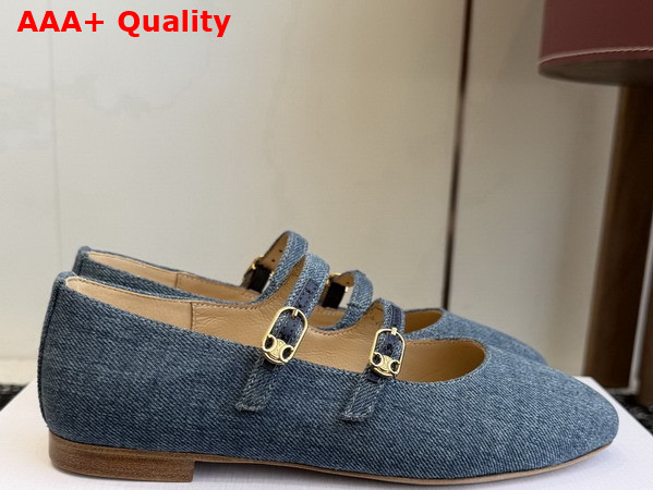 Celine Les Ballerines Celine Double Strap in Denim Blue Replica