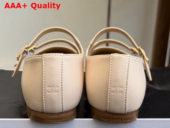 Celine Les Ballerines Celine Double Strap in Lambskin Beige Replica