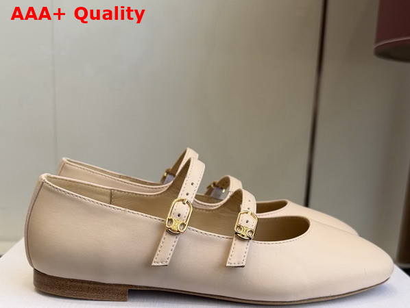 Celine Les Ballerines Celine Double Strap in Lambskin Beige Replica