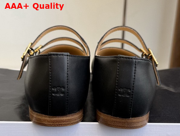 Celine Les Ballerines Celine Double Strap in Lambskin Black Replica
