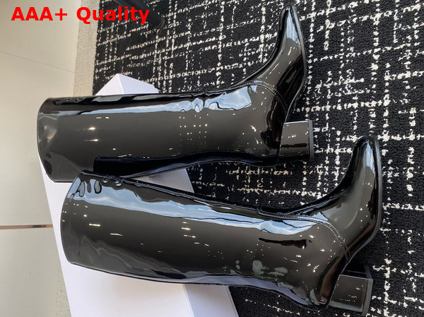 Celine Les Bottes Celine Triomphe High Boot in Black Patent Calfskin Replica