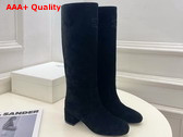 Celine Les Bottes Celine Triomphe High Boot in Suede Calfskin Black Replica