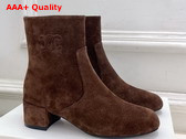 Celine Les Bottes Celine Triomphe Zipped Boot in Dark Brown Suede Calfskin Replica