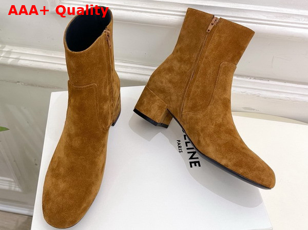 Celine Les Bottes Celine Triomphe Zipped Boot in Havana Suede Calfskin Replica