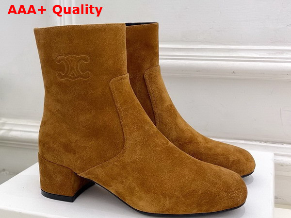 Celine Les Bottes Celine Triomphe Zipped Boot in Havana Suede Calfskin Replica