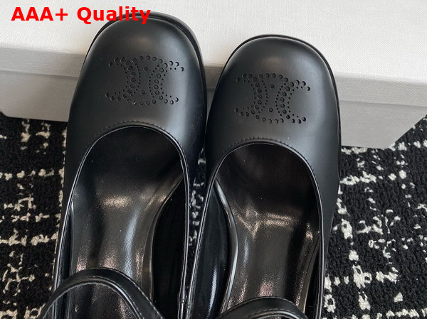 Celine Lily Perforated Triomphe Babies in Black Calfskin Replica