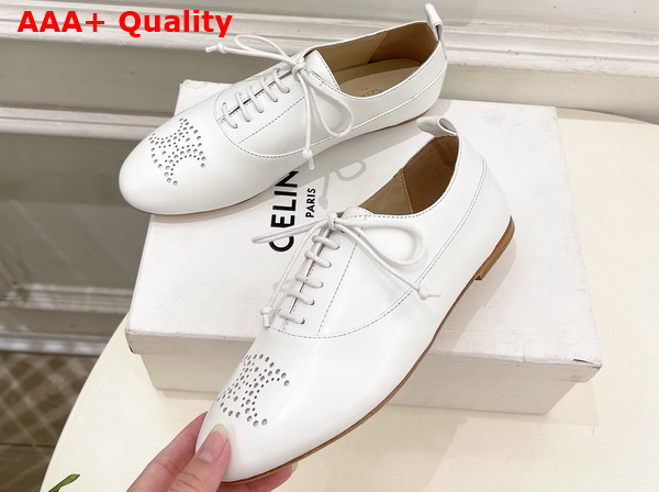 Celine Lise Perforated Triomphe Richelieu in Lambskin Arctic White Replica