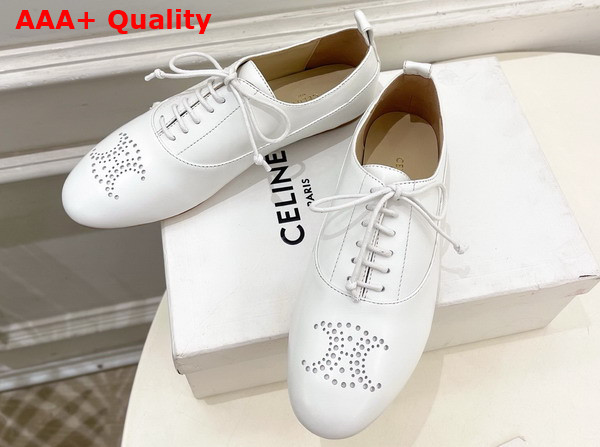 Celine Lise Perforated Triomphe Richelieu in Lambskin Arctic White Replica