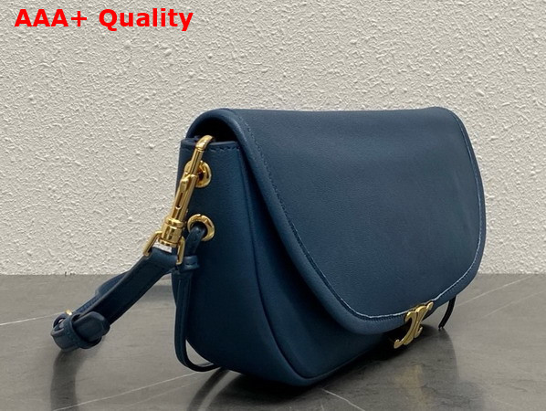 Celine Little Halfmoon Soft Triomphe in Blue Supple Shiny Lambskin Replica