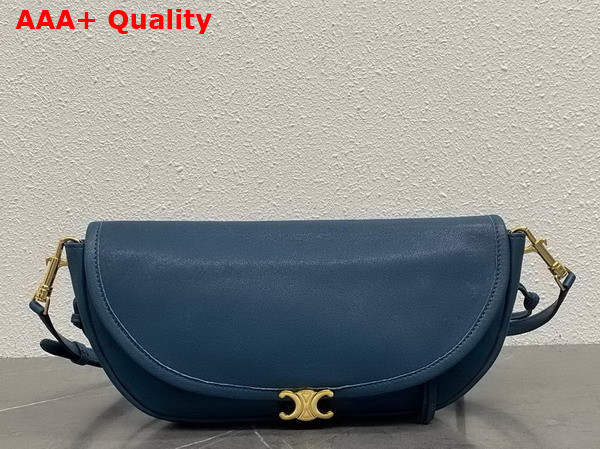 Celine Little Halfmoon Soft Triomphe in Blue Supple Shiny Lambskin Replica
