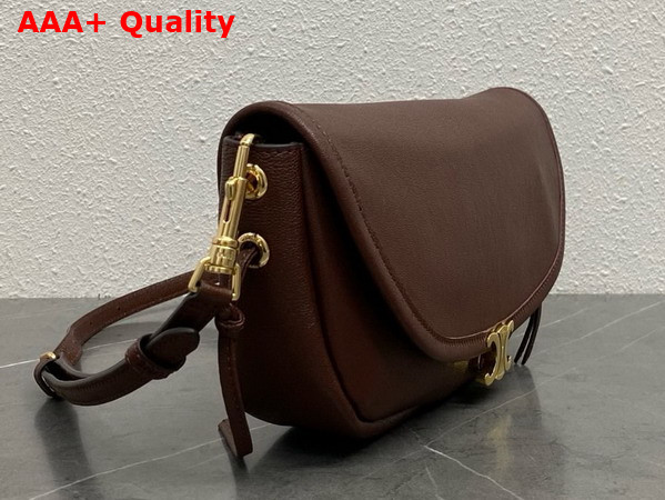 Celine Little Halfmoon Soft Triomphe in Deep Brown Supple Shiny Lambskin Replica