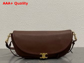 Celine Little Halfmoon Soft Triomphe in Deep Brown Supple Shiny Lambskin Replica